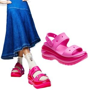 Crocs Mega Crush Sandals Juice Pink 207989 Unisex M8/ W10